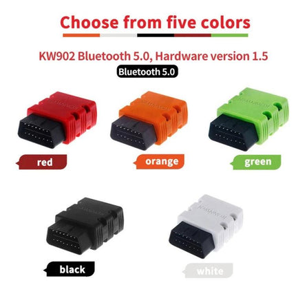 Practical KONNWEI Scanner for Everyday Vehicle Maintenance - KW902 Bluetooth OBD2 devices in red orange green black and white