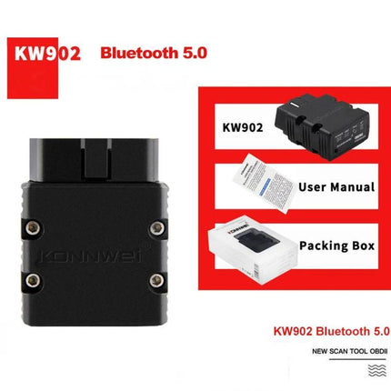 Practical KONNWEI Scanner for Everyday Vehicle Maintenance - KW902 Bluetooth 5.0 OBDII plug with user manual and packing box