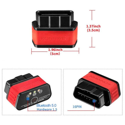 Konnwei Device for Routine Car Maintenance Checks Bluetooth OBD2 scanner red compact 16-pin diagnostic tool