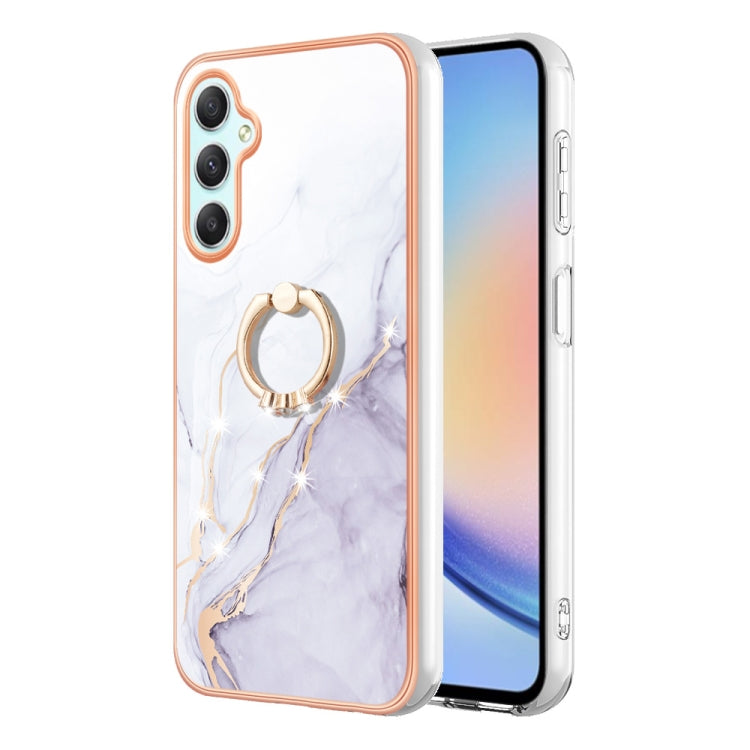 Electroplating Marble IMD TPU Phone Case with Ring Holder, For Samsung Galaxy A24 4G, For Samsung Galaxy A34 5G, For Samsung Galaxy A54 5G, For Samsung Galaxy A04e