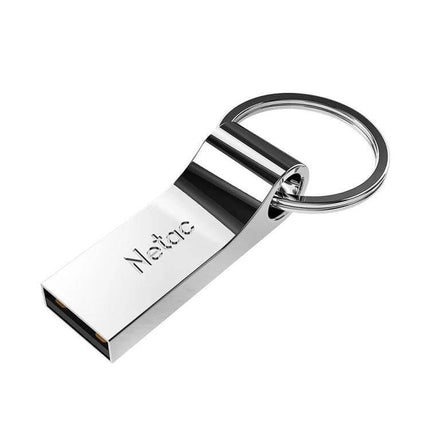 Netac U275 64GB USB Flash Drive for Secure Data Storage sleek metal keyring design showing USB connector and engraved Netac logo