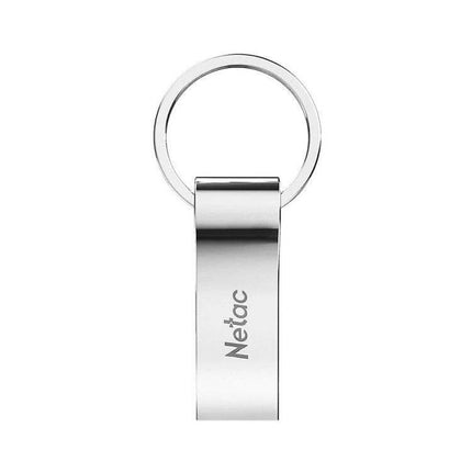 Netac U275 64GB USB Flash Drive for Secure Data Storage silver metal keyring USB flash drive showing Netac logo