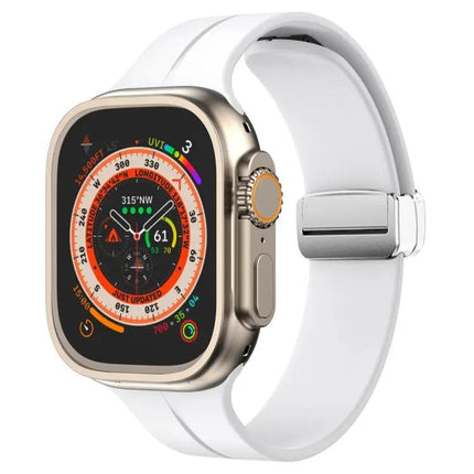 Magnetic Fold Clasp Silicone Watch Band For Apple Watch 45mm