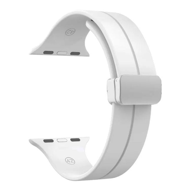 Magnetic Fold Clasp Silicone Watch Band For Apple Watch 45mm | Syndmart