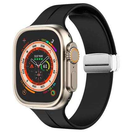 Magnetic Fold Clasp Silicone Watch Band For Apple Watch 45mm