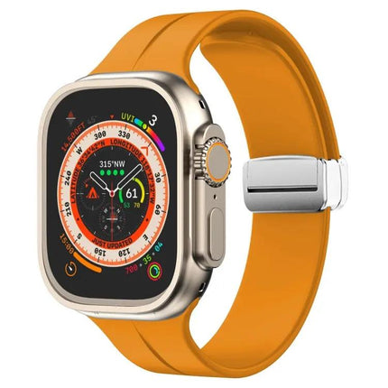 Magnetic Fold Clasp Silicone Watch Band For Apple Watch 45mm