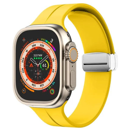 Magnetic Fold Clasp Silicone Watch Band For Apple Watch 45mm
