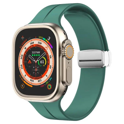 Magnetic Fold Clasp Silicone Watch Band For Apple Watch 45mm