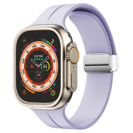 Magnetic Fold Clasp Silicone Watch Band For Apple Watch 45mm