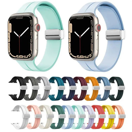 Magnetic Folding Clasp Silicone Watch Band Apple Watch 41mm