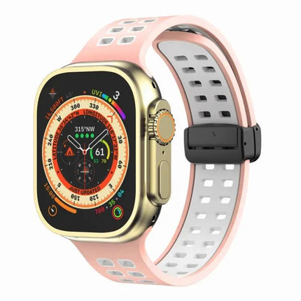 Silicone Magnetic Fold Clasp Apple Watch Band 45mm