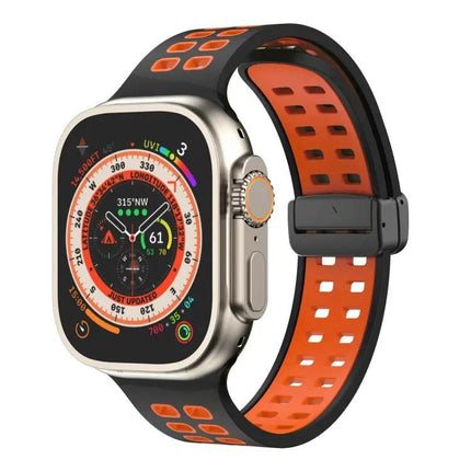 Silicone Magnetic Fold Clasp Apple Watch Band 45mm