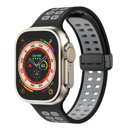 Silicone Magnetic Fold Clasp Apple Watch Band 45mm