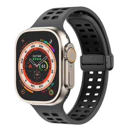 Silicone Magnetic Fold Clasp Apple Watch Band 45mm