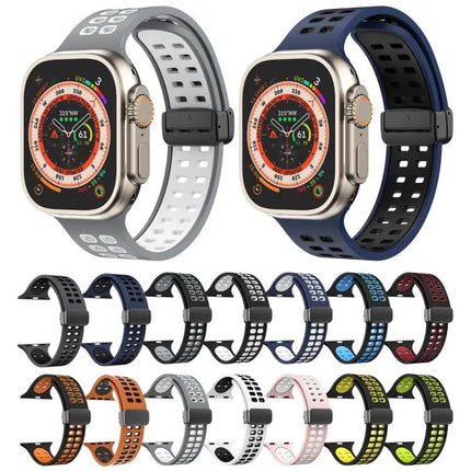 Silicone Magnetic Fold Clasp Apple Watch Band 45mm