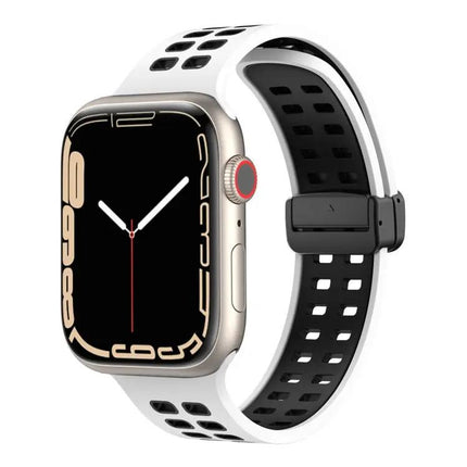Silicone Watch Band Magnetic Fold Clasp For Apple Watch 41mm
