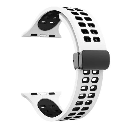 Silicone Watch Band Magnetic Fold Clasp For Apple Watch 41mm