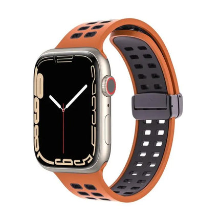 Silicone Watch Band Magnetic Fold Clasp For Apple Watch 41mm