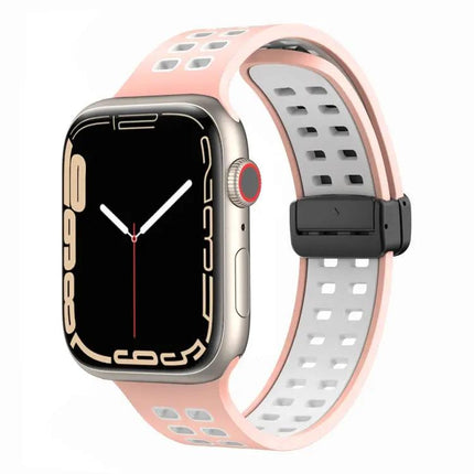 Silicone Watch Band Magnetic Fold Clasp For Apple Watch 41mm