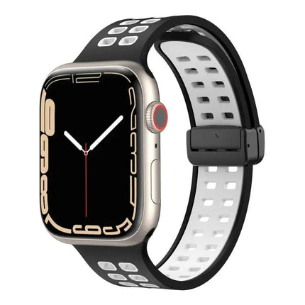 Silicone Watch Band Magnetic Fold Clasp For Apple Watch 41mm