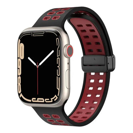 Silicone Watch Band Magnetic Fold Clasp For Apple Watch 41mm
