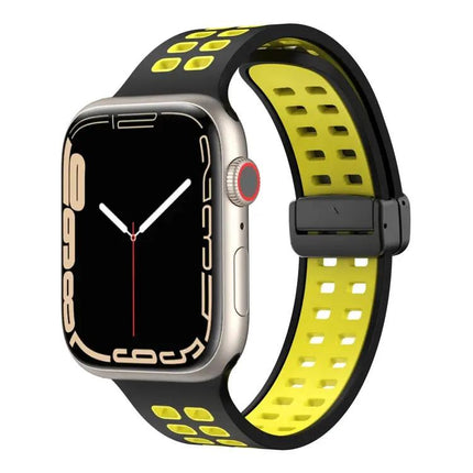 Silicone Watch Band Magnetic Fold Clasp For Apple Watch 41mm