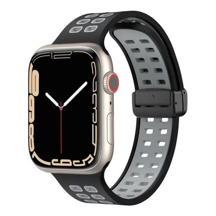 Silicone Watch Band Magnetic Fold Clasp For Apple Watch 41mm