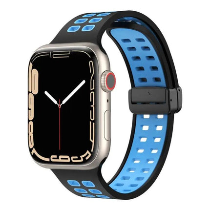 Silicone Watch Band Magnetic Fold Clasp For Apple Watch 41mm