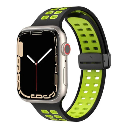 Silicone Watch Band Magnetic Fold Clasp For Apple Watch 41mm