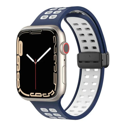 Silicone Watch Band Magnetic Fold Clasp For Apple Watch 41mm