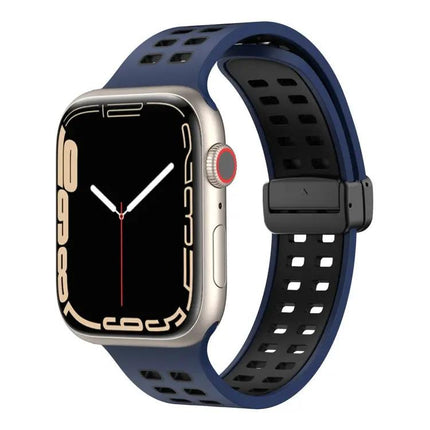 Silicone Watch Band Magnetic Fold Clasp For Apple Watch 41mm