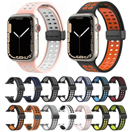 Silicone Watch Band Magnetic Fold Clasp For Apple Watch 41mm