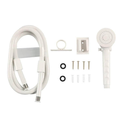 Flexible 1.5m Shower Pipe For Bathroom Use Easy Install - white handheld shower hose kit with fittings and wall bracket