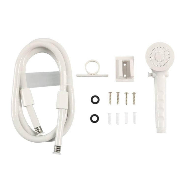 Flexible 1.5m Shower Pipe For Bathroom Use Easy Install - white handheld shower hose kit with fittings and wall bracket