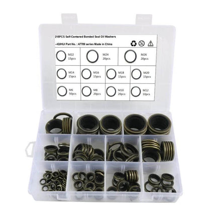 Oil Seal Washer Kit 11 Sizes For Sealing Pipe Joints - plastic organizer box with 11 sizes of rubber-metal oil-resistant washers