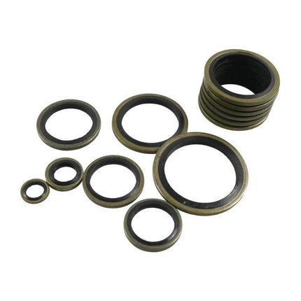 Oil Seal Washer Kit 11 Sizes For Sealing Pipe Joints - rubber-metal oil-resistant washers M6 to M26 for threaded pipe joints and plugs