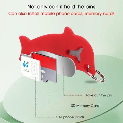 Dolphin-Shaped SIM Card Eject Tool Set for Smartphones with 3pcs 2-in-1 needle, silicone dolphin cover holding SIM and SD cards