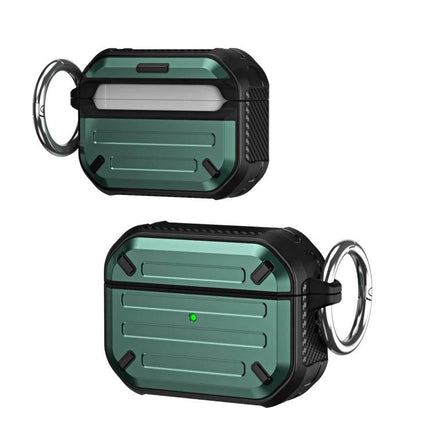 Essential Protective Case for AirPods in Daily Activities - durable green TPU PC protective case with ring, slim impact and dust protection, easy charge access