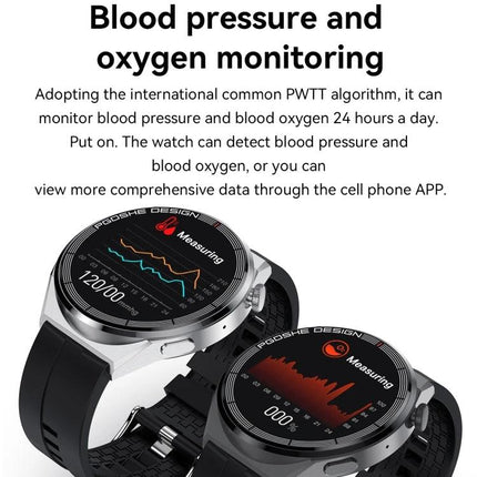 Daily Activity Tracker Watch for Everyday Health Monitoring showing blood pressure and oxygen monitoring on two smartwatch displays