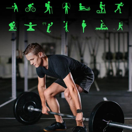 Daily Activity Tracker Watch for Everyday Health Monitoring shown on wrist of man deadlifting in gym tracking steps heart rate and notifications