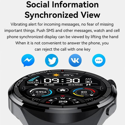 Daily Activity Tracker Watch for Everyday Health Monitoring showing notifications, heart rate, steps, calories and synchronized social app alerts on wrist display