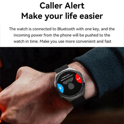 Daily Activity Tracker Watch for Everyday Health Monitoring showing caller alert on wrist with Bluetooth notifications and heart rate icon