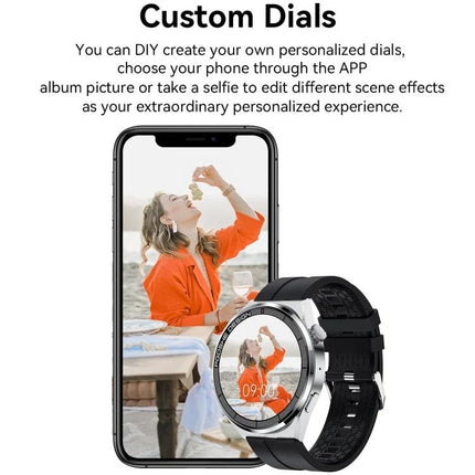 Daily Activity Tracker Watch for Everyday Health Monitoring showing custom dial feature with phone and watch displaying personalized photo