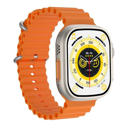 Convenient Smart Watch for Daily Health Monitoring with orange silicone band showing heart rate and activity display