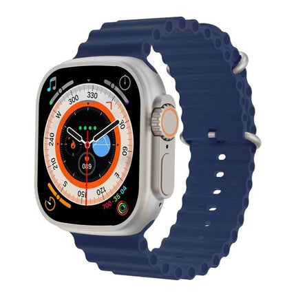 Convenient Smart Watch for Daily Health Monitoring with navy silicone band showing heart rate and activity tracking on digital display