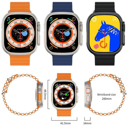 Convenient Smart Watch for Daily Health Monitoring with orange and navy bands showing heart rate, step tracking and 41.5mm case size