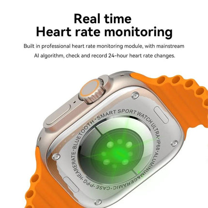 Convenient Smart Watch for Daily Health Monitoring showing real-time heart rate sensor on orange band