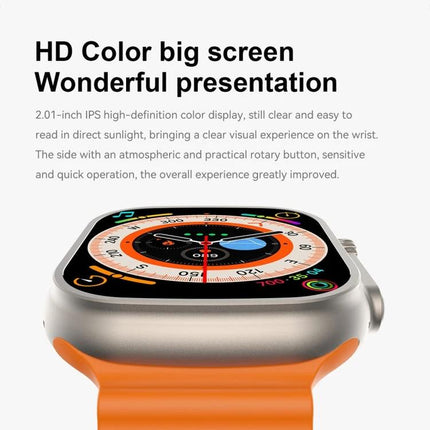 Convenient Smart Watch for Daily Health Monitoring with HD color big screen, 2.01-inch IPS display and orange band