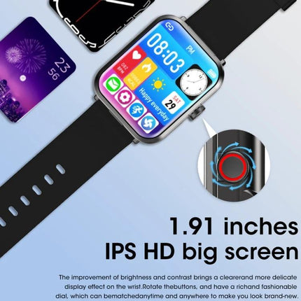 Wearable Bracelet for Daily Health and Communication Needs with 1.91-inch IPS HD screen showing heart rate, calls and notifications