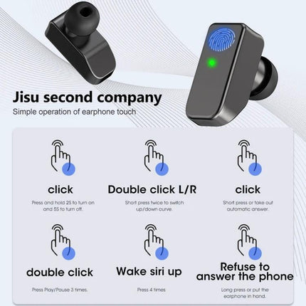 Wearable Bracelet for Daily Health and Communication Needs - black Bluetooth heart-rate tracker and earbud control interface